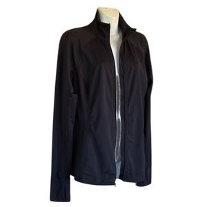 TEKGEAR Jacket Women's L, Black Knit, reflective strip, Running. EUC